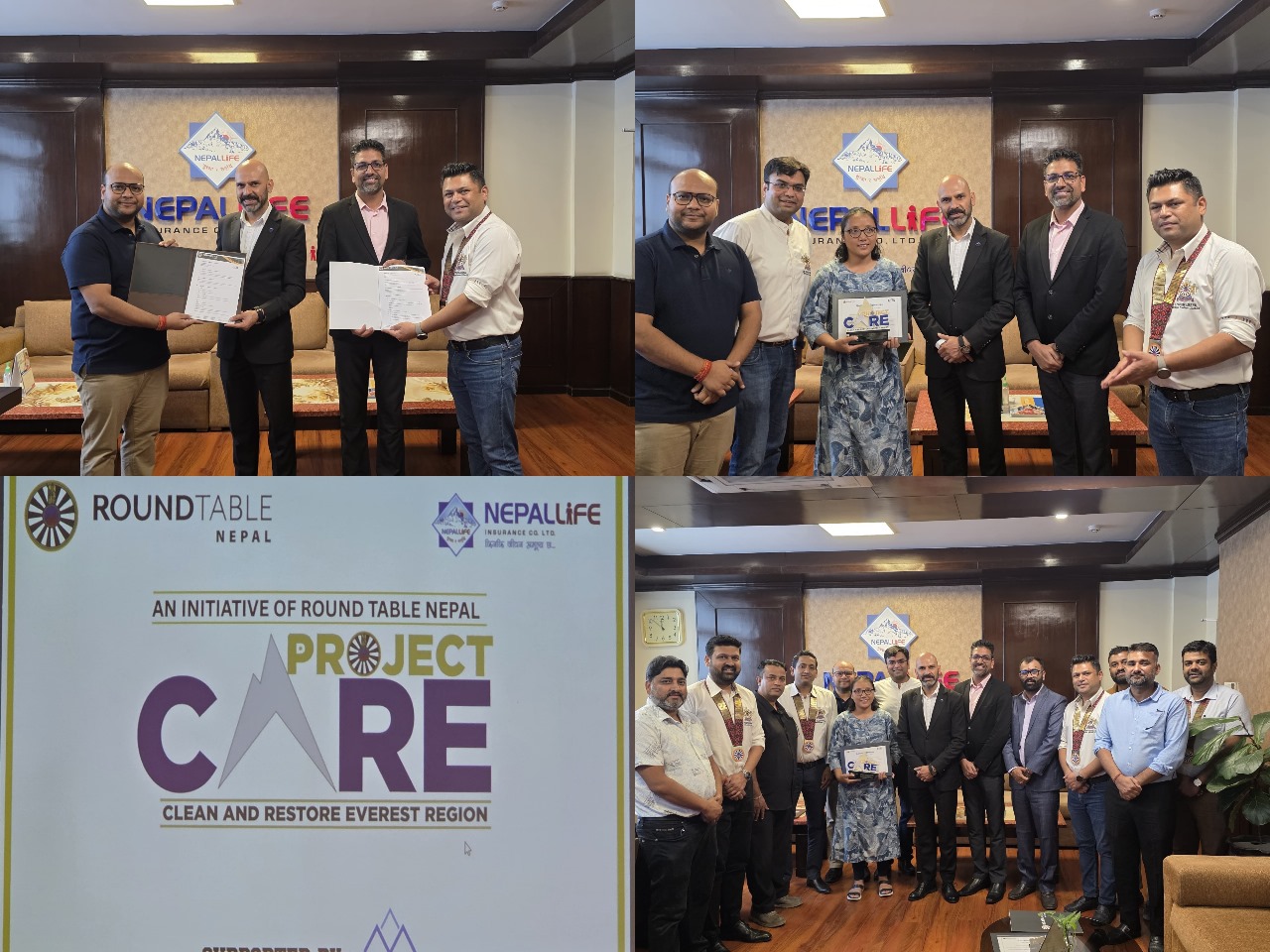 प्रोजेक्ट केयर अभियान अन्तर्गत नेपाल लाइफद्वारा राउन्ड टेबल नेपालसँगको सहकार्यमा सगरमाथामा थुप्रिएका ५,००० किलोग्राम फोहोर सङ्कलन